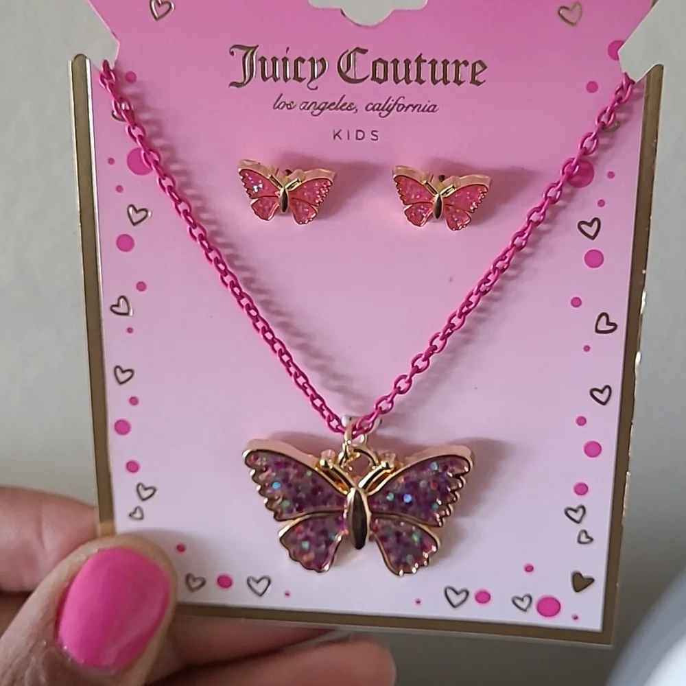 Juicy Couture Butterfly Necklace With Matching Earrings